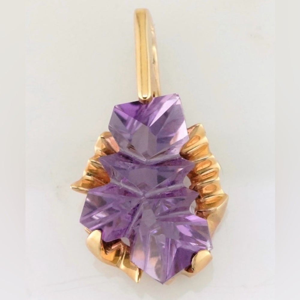 14k yellow gold amethyst pendant